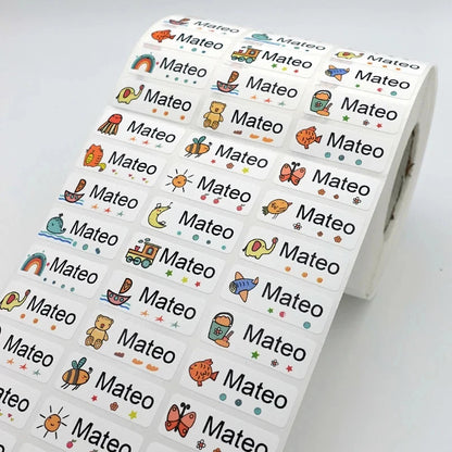 120pcs Name Tag Custom Waterproof Kawaii Stickers Decals Personalized Name Label for Children School Stationery Bottle Sticker Personalize Sticker And Stamp Store