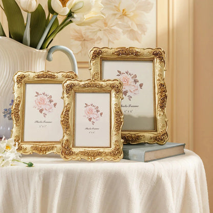 1PC, European-style rectangular golden rose relief decorative photo frame Shop1103855948 Store