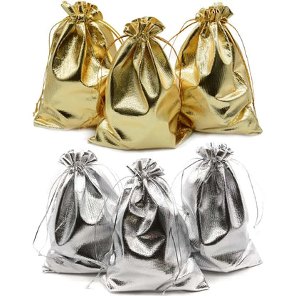 50pcs Gold Gift Drawstring Bags Pouches For Jewelry Organizers Favor Candy Bar Chocolate Package Small Businesses Supplies PDD001 Store