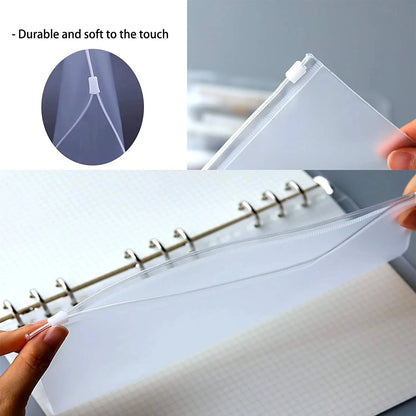 Binder Pockets A5 A6 A7 6 Holes Zipper Binder Pouch Folders 6-Ring Notebook Loose Leaf Bags Waterproof PVC Document Filing Bags SuSu Education Factory Store