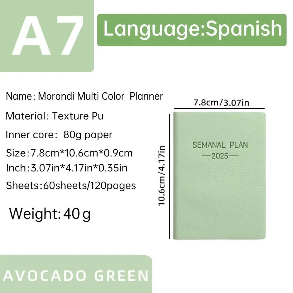 Minimalist A5 2025 Agenda Book with Calendar To Do List A5 Notebook Spanish Morandi Color 2025 Planner Notebook School Office Gadget Store