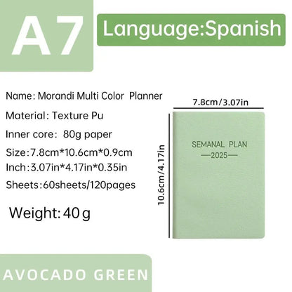 Minimalist A5 2025 Agenda Book with Calendar To Do List A5 Notebook Spanish Morandi Color 2025 Planner Notebook School Office Gadget Store