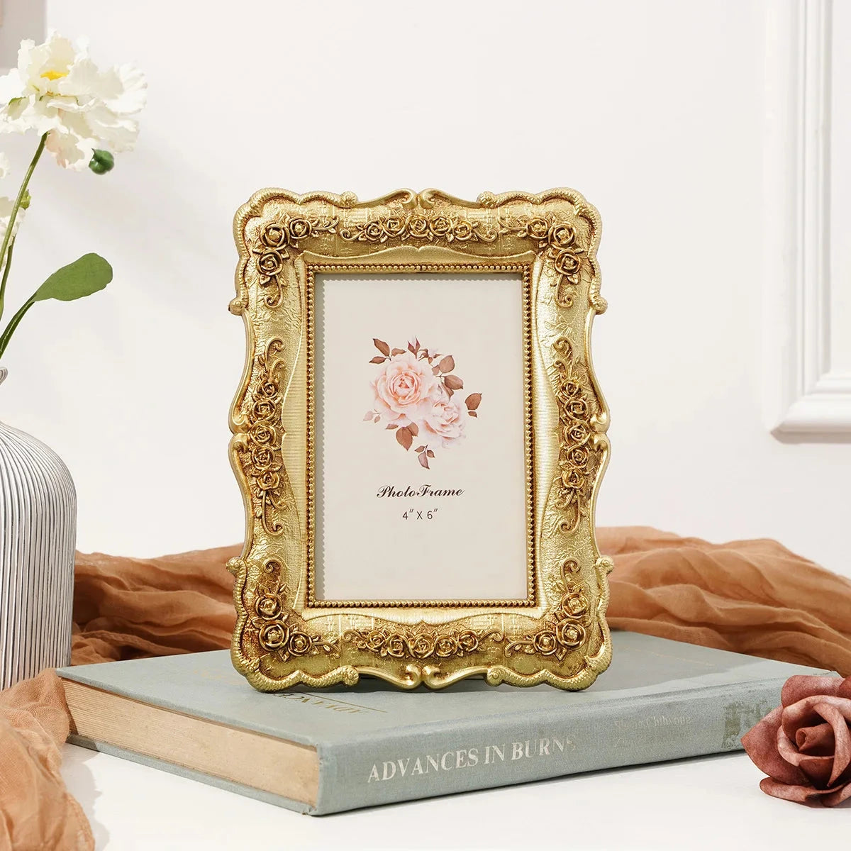 1PC, European-style rectangular golden rose relief decorative photo frame Shop1103855948 Store