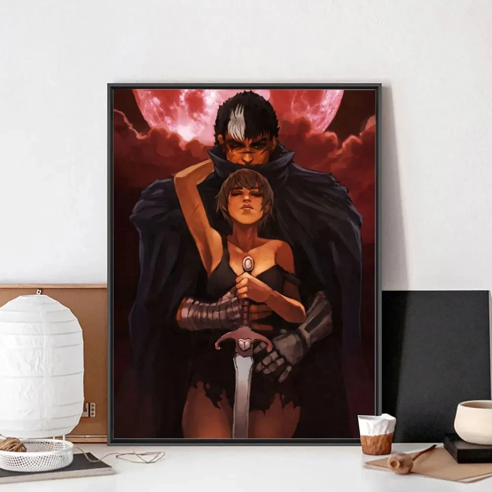 B-Berserk Japanese Anime Poster No Framed Poster Kraft Club Bar Paper Vintage Poster Wall Art Painting Bedroom Study Stickers LK034 Store