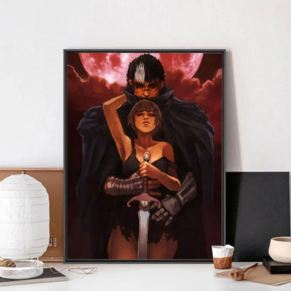 B-Berserk Japanese Anime Poster No Framed Poster Kraft Club Bar Paper Vintage Poster Wall Art Painting Bedroom Study Stickers LK034 Store