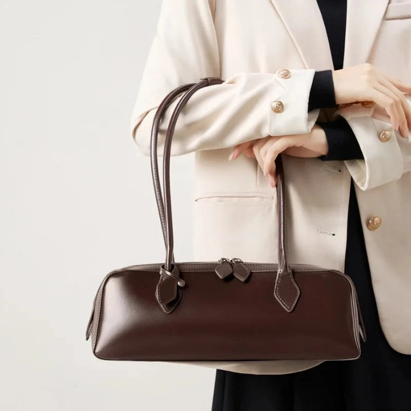 Ladies' Cowhide Leather Underarm Bag, Woman 2025 New Luxury Vintage Shoulder Bag Beautiful Bag with Urban Style and Temperament Selling Bag Store