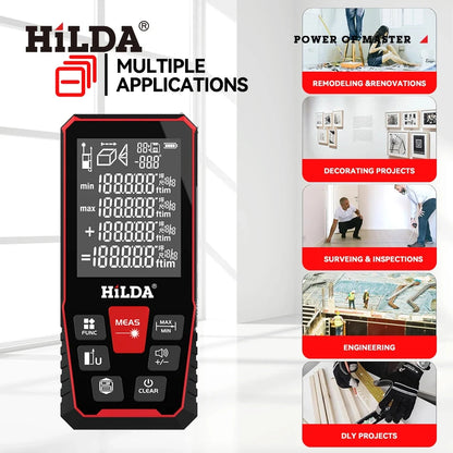 HILDA Laser Distance 50M/100M/120M Rangefinder Profesional Meter Laser Range Finder Ruler Test Tool HILDA Store