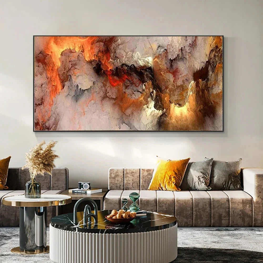 Grey Yellow Cloud Abstract Art Oil Painting Posters And Prints on Canvas Modern Art Independe Wall Picture For Living Room Decor HALFLEMART Posters Prints Painting Store