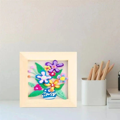 Creartive Wooden Blank Clay Frame Multi Size DIY Picture Frame Wooden Photo Holder Art Puzzle Holder Desktop Ornament Small Department Store