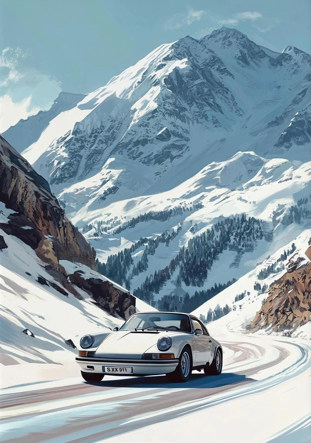 Classic Porsche 911 Alpine Drive Poster Retro Alpine Trip Cartoon Prints Canvas Painting Wall Art Picture Home Living Room Decor Shop1103250243 Store