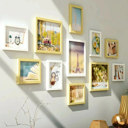 Living Room Photo Frame 11PCS American Wall Combination Wooden Hanging Picture Frame Creative Restaurant Home Decoration Marvellous Life Household Store