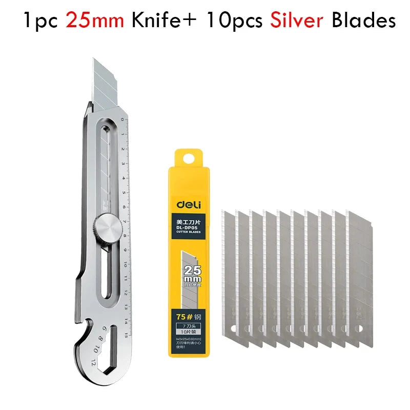 Multifunctional Utility Knife 6 in 1 Stainless Steel нож канцелярия Stationery All Purpose Cutter Bottle Tin Opener Screw Ruler Stationery Chase Store
