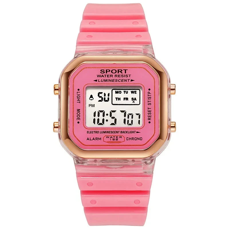 Fashion Brand Student Transparent Electronic Watch Candy Multicolor LED Ladies Sports Waterproof Wirstwatch Clock Gift relógio zkceenier Official Store