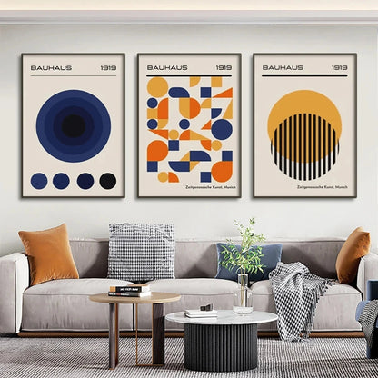 Mid Century Modern Bauhaus Abstract Geometric Posters Wall Art Canvas Painting Prints Pictures Gallery Living Room Interior Home YOUR COZY HOME Store
