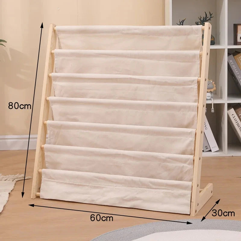 Solid Wood Children Bookshelf Multi-Layer Movable Shelf for Kids Storage Floor Standing Bookshelf Picture Book Rack Bookcase HowardHOME Store