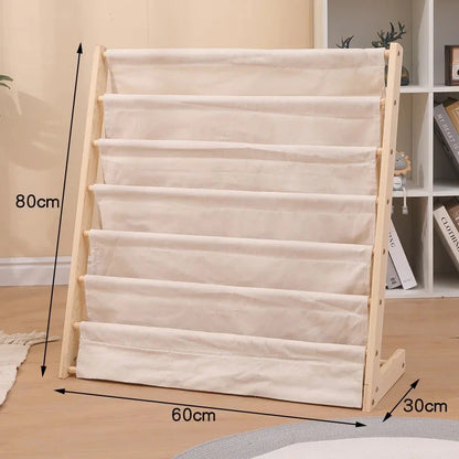 Solid Wood Children Bookshelf Multi-Layer Movable Shelf for Kids Storage Floor Standing Bookshelf Picture Book Rack Bookcase HowardHOME Store