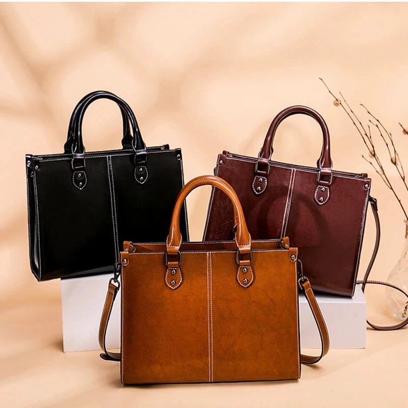 Women Handbag Cross body Shoulder Tote Bag Genuine Leather Shopping Fashion Office Female Real Cowhide Messenger Top Handle Bags BINLILAI Store