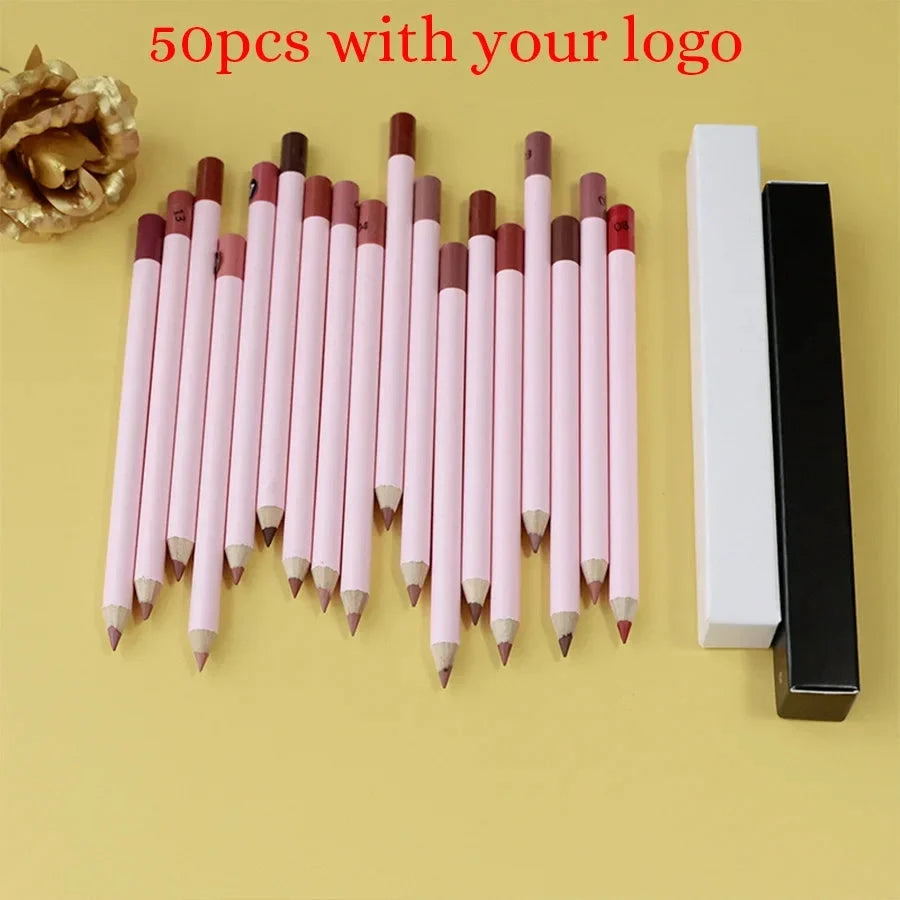 Private Label Pink Lip Liner Pencil Custom Logo Bulk 18-color Cosmetic Multi-functional Waterproof Pigment Lipstick Pen Makeup Onmay Store