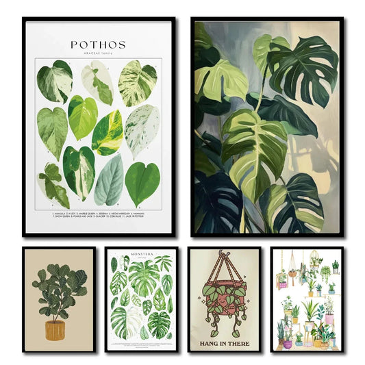 1pc Green Botanical Leaves Interior Art Print Houseplants Nature Indoors Canvas Wall Home Decor Calming Poster Foliage and Plant YOUR COZY HOME Store
