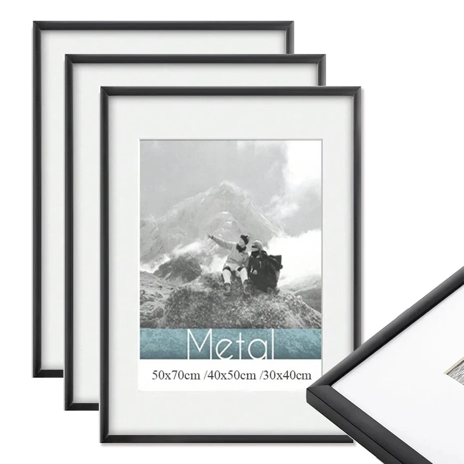 1/3pcs 30x40 50x70cm Picture Frames Aluminum Modern Photo Frame Black With Mat For Wall Art Mounting Canvas Print Home Decor Firstory Store