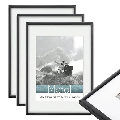 1/3pcs 30x40 50x70cm Picture Frames Aluminum Modern Photo Frame Black With Mat For Wall Art Mounting Canvas Print Home Decor Firstory Store