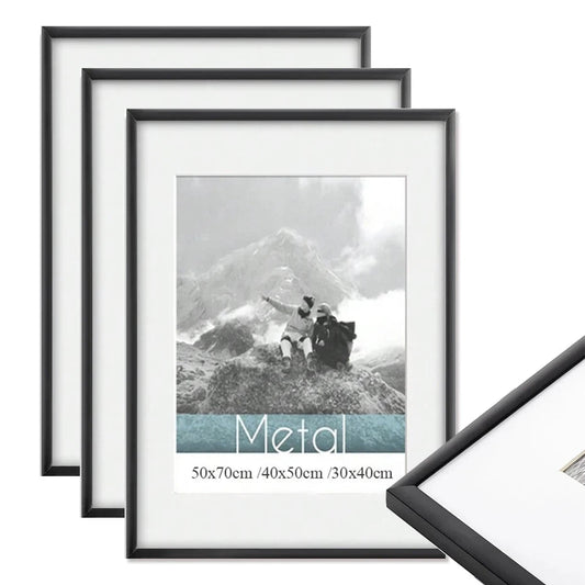 1/3pcs 30x40 50x70cm Picture Frames Aluminum Modern Photo Frame Black With Mat For Wall Art Mounting Canvas Print Home Decor Firstory Store