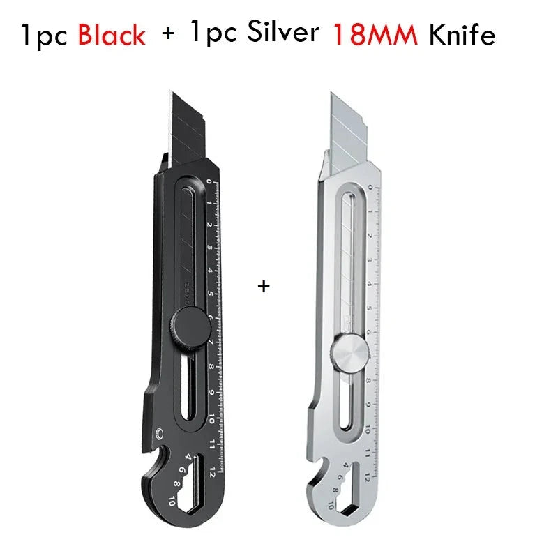 Multifunctional Utility Knife 6 in 1 Stainless Steel нож канцелярия Stationery All Purpose Cutter Bottle Tin Opener Screw Ruler Stationery Chase Store