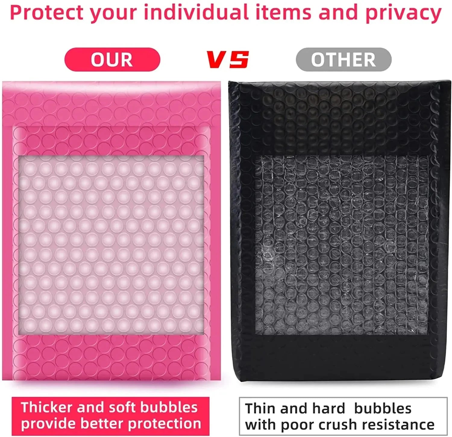 100Pcs Bubble Envelope Self Seal Pink Shipping Packaging Packing Bag Small Business Supplies Mailer Delivery Package Bags Office JF Office Supplies Store