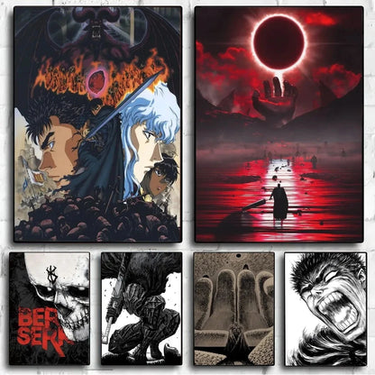 B-Berserk Japanese Anime Poster No Framed Poster Kraft Club Bar Paper Vintage Poster Wall Art Painting Bedroom Study Stickers LK034 Store