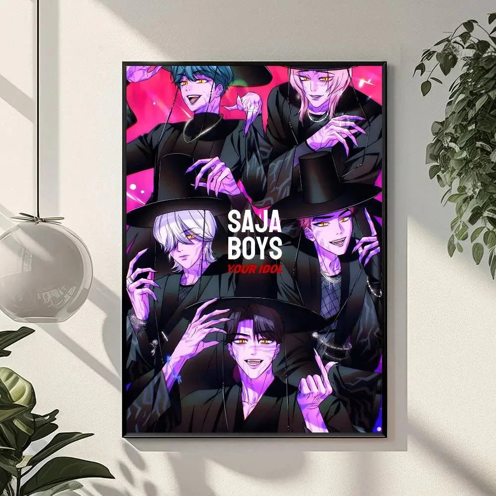 K-KPop D-Demon H-Hunters Sajaboy Poster Art With Prints Home bedroom living room decoration gift Shop1105148117 Store