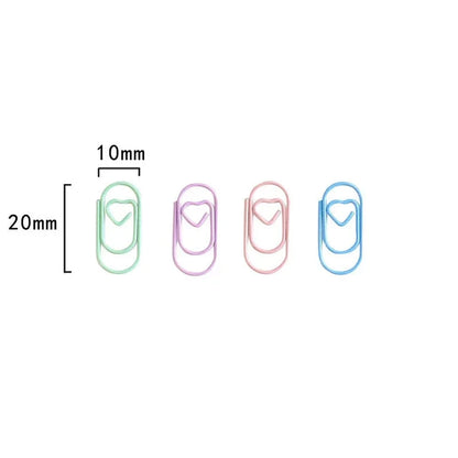50pcs Mini Love Heart Paper Clips Macaron Color Photo Tickets Holder Binder Clips Notebook Planner Bookmarks Office Supplies Sun4rising Stationery Store