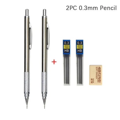 0.3 0.5 0.7 0.9 1.3 2.0mm Mechanical Pencil Set Full Metal Art Drawing Painting Automatic Pencil with Leads Office School Supply MROOFUL Official Store