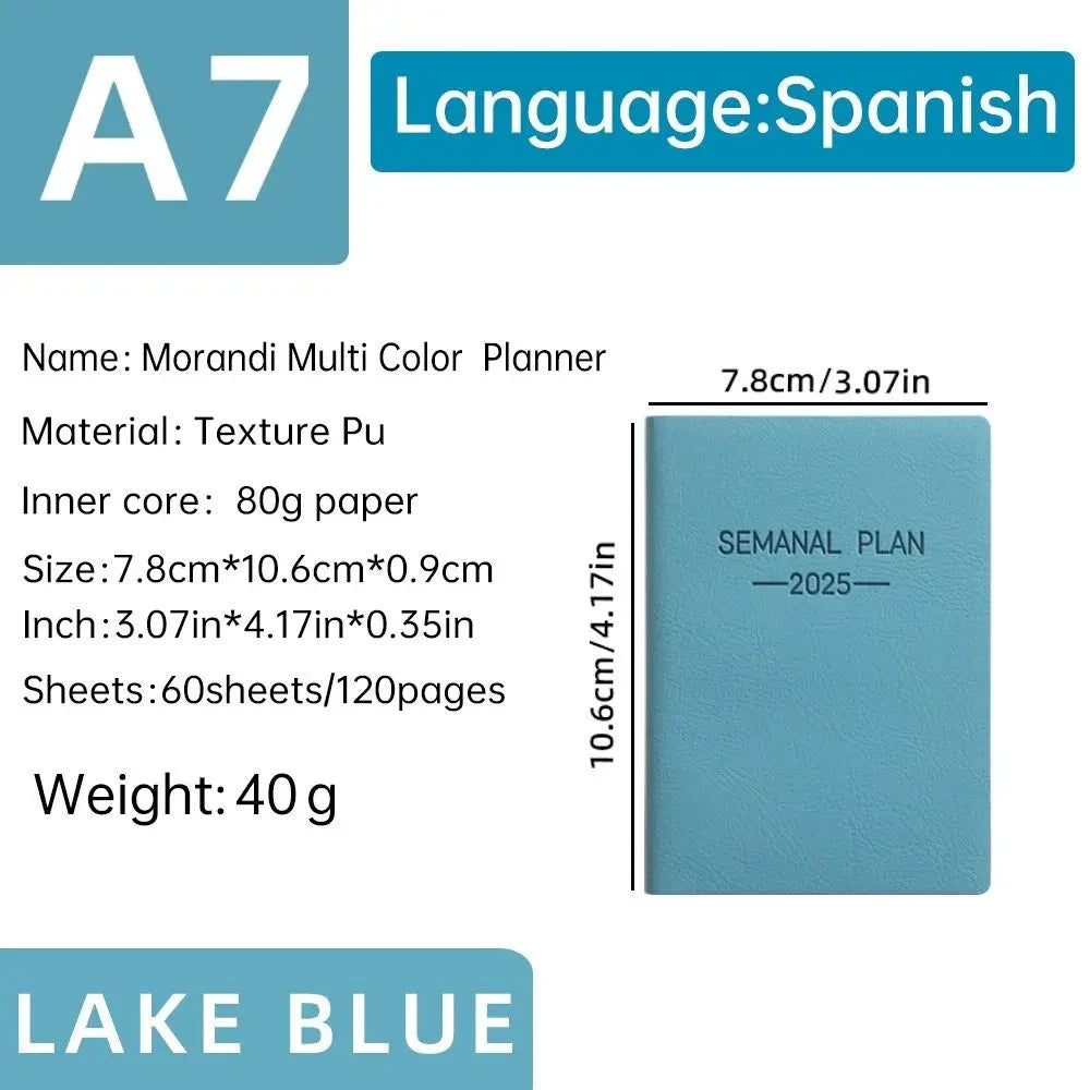 Minimalist A5 2025 Agenda Book with Calendar To Do List A5 Notebook Spanish Morandi Color 2025 Planner Notebook School Office Gadget Store