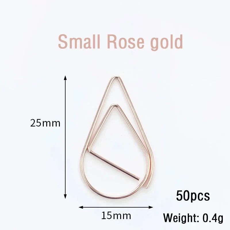 30/50pcs Paper Clip Mini Heart Gold Rose Gold Color Clip Bookmark Binder Office Accessories Paper Binder Clips Patchwork Clip Xianxin Stationery Store