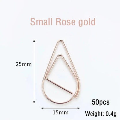 30/50pcs Paper Clip Mini Heart Gold Rose Gold Color Clip Bookmark Binder Office Accessories Paper Binder Clips Patchwork Clip Xianxin Stationery Store