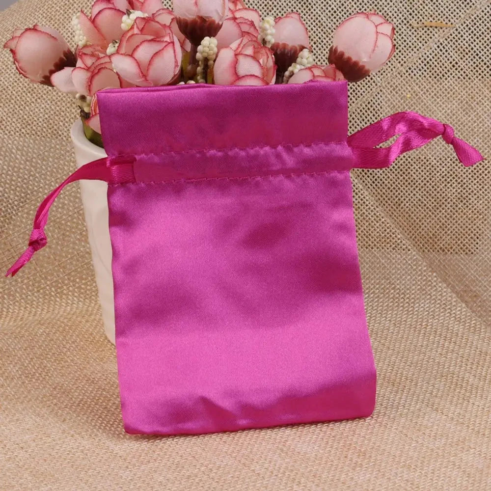 10/25/50pcs/lot Silk Jewelry Gift Bag Satin Drawstring Pouch For Wedding Party Candy Bag Luxury Jewelry Packing Organzabag Store Store