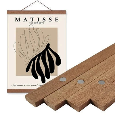 Magnetic Wooden Picture Hanger Frames Poster Photos Wall Art Canvas Prints Paintings Teak Pine Wood Living Room Home Decoration Surelife Wallpaper Store Store