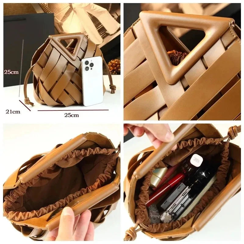 Trendy Vegan Leather Woven Tote Bag for Women Top Handle Purses and Handbags Fashionable Crossbody Shoulder Bag Tote Purses 2025 TIGZUOROIIS Evening Bag Store