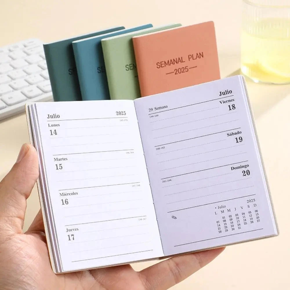 Minimalist A5 2025 Agenda Book with Calendar To Do List A5 Notebook Spanish Morandi Color 2025 Planner Notebook School Office Gadget Store