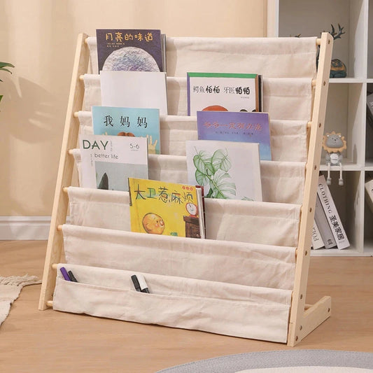 Solid Wood Children Bookshelf Multi-Layer Movable Shelf for Kids Storage Floor Standing Bookshelf Picture Book Rack Bookcase HowardHOME Store