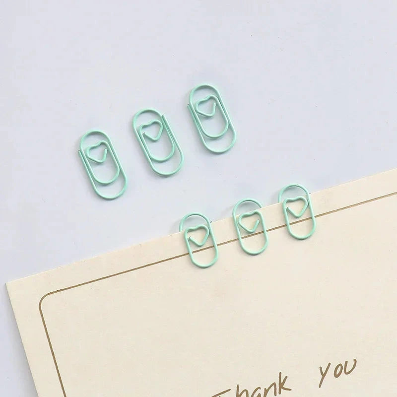 50pcs Mini Love Heart Paper Clips Macaron Color Photo Tickets Holder Binder Clips Notebook Planner Bookmarks Office Supplies Sun4rising Stationery Store