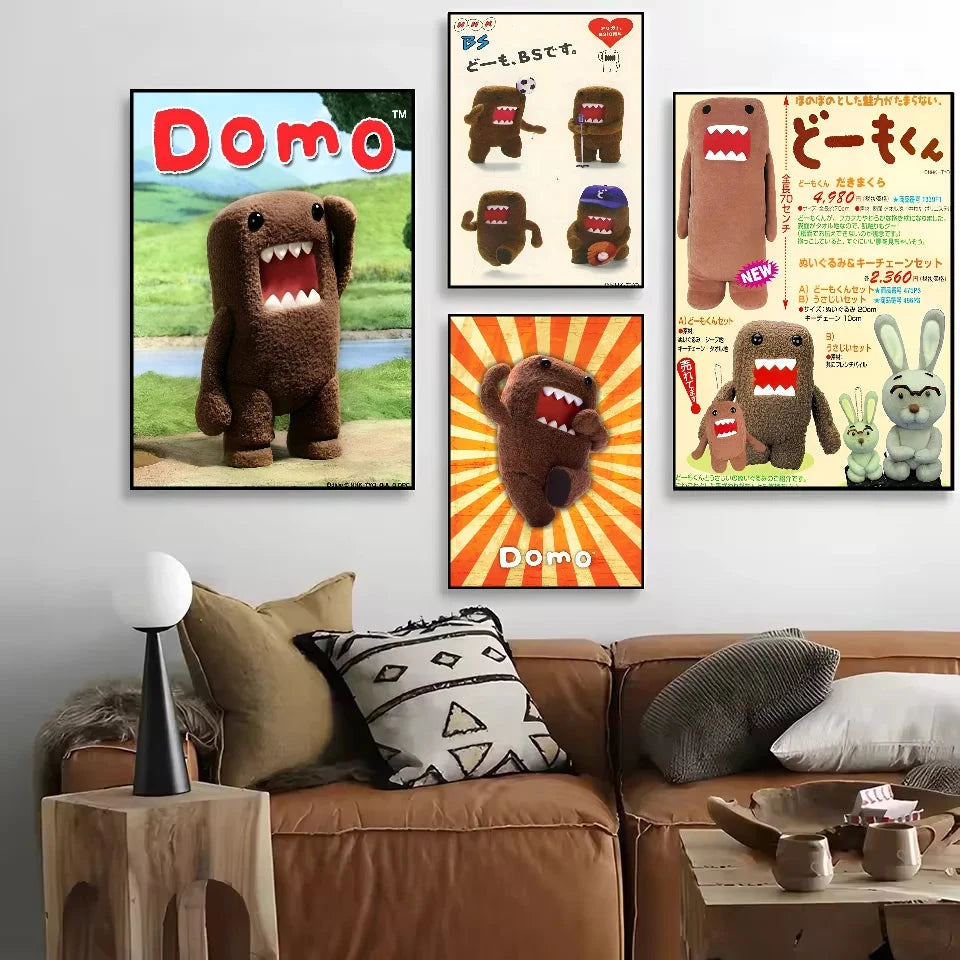 Cute Domo-Kun Classic Movie Poster HD Art Sticky Wall Waterproof Home Living Room Bedroom Bar Aesthetic Decoration YSQ Gift 02 Store