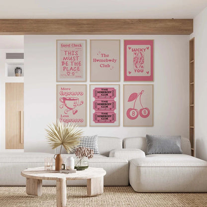 The Homebody Club Print Minimalist Heart Poster Ticket Trendy Living Room Decor Quote Aesthetic Apartment Wall Art Pictures Luckily You Store
