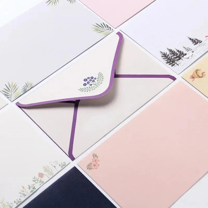 9pcs Cute Envelopes Set Kawaii Letter Pads DIY Postcard Wedding Invitation Card Paper Cover Korean Stationery Office Supplies Sun4rising Stationery Store