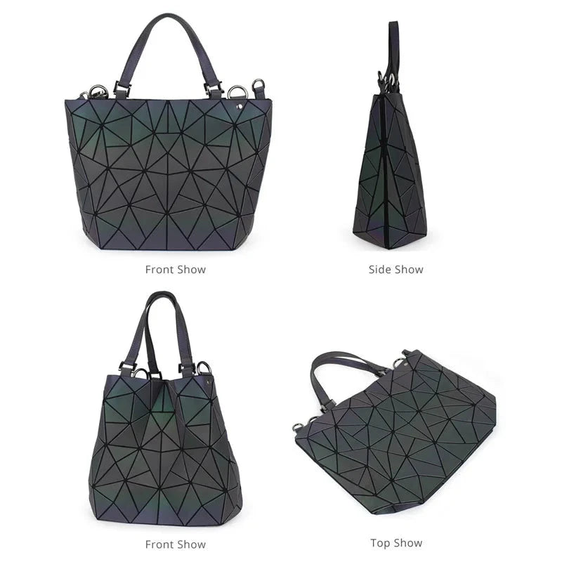 Fashion Ladies Large Capacity Shoulder Bags Geometric Diamond Tote Handbag Luminous Bucket Bag Women Folding Crossbody Bag Shop1105169510 Store