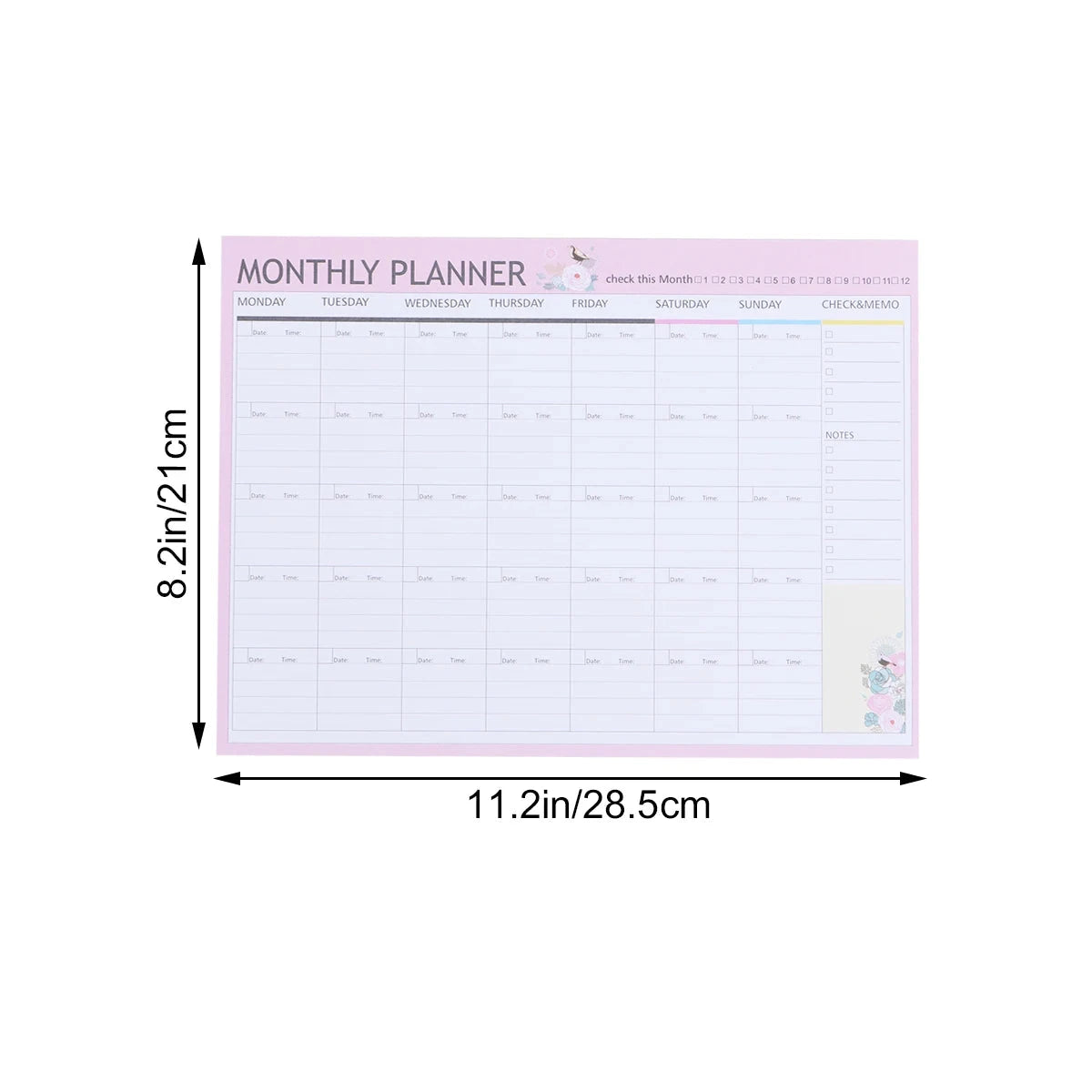 12 Months Monthly Planner Schedule Notebook Agenda Desk Calendar With Animal Flower Pattern Weekly Plan Memo Pad Random Color NextGear Store