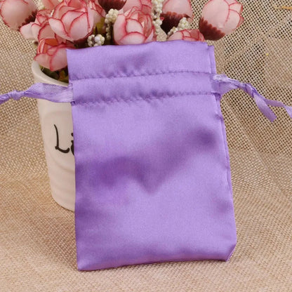 10/25/50pcs/lot Silk Jewelry Gift Bag Satin Drawstring Pouch For Wedding Party Candy Bag Luxury Jewelry Packing Organzabag Store Store