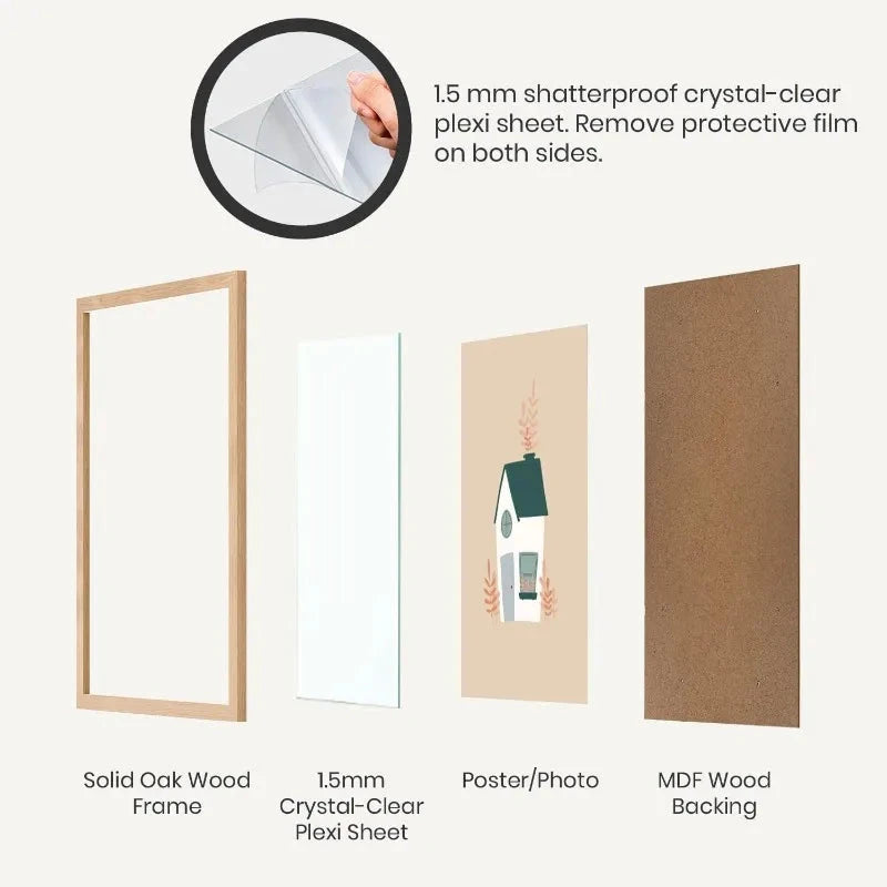 Shatterproof Poster Frame 24x36 Inches, Solid Oak Wood with Safe Display, Ideal for Office Home Decor dsdf588 Store