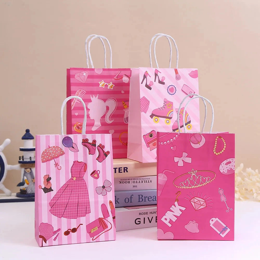 StoBag, Pink Doll Gift Wrapping Kraft Paper Tote Bag, for Birthday, Packing Candy Snack, Decoration Supplies,Reusable,12/30pcs StoBag Gift Wrap Bag Wholesale Store