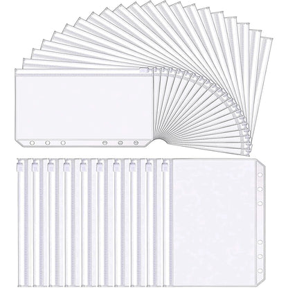 Binder Pockets A5 A6 A7 6 Holes Zipper Binder Pouch Folders 6-Ring Notebook Loose Leaf Bags Waterproof PVC Document Filing Bags SuSu Education Factory Store